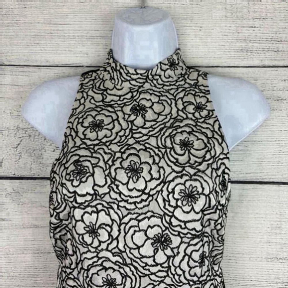Alice + Olivia Black White Floral Lace Peplum Mock Neck Dress Size 2 - Picture 6 of 12